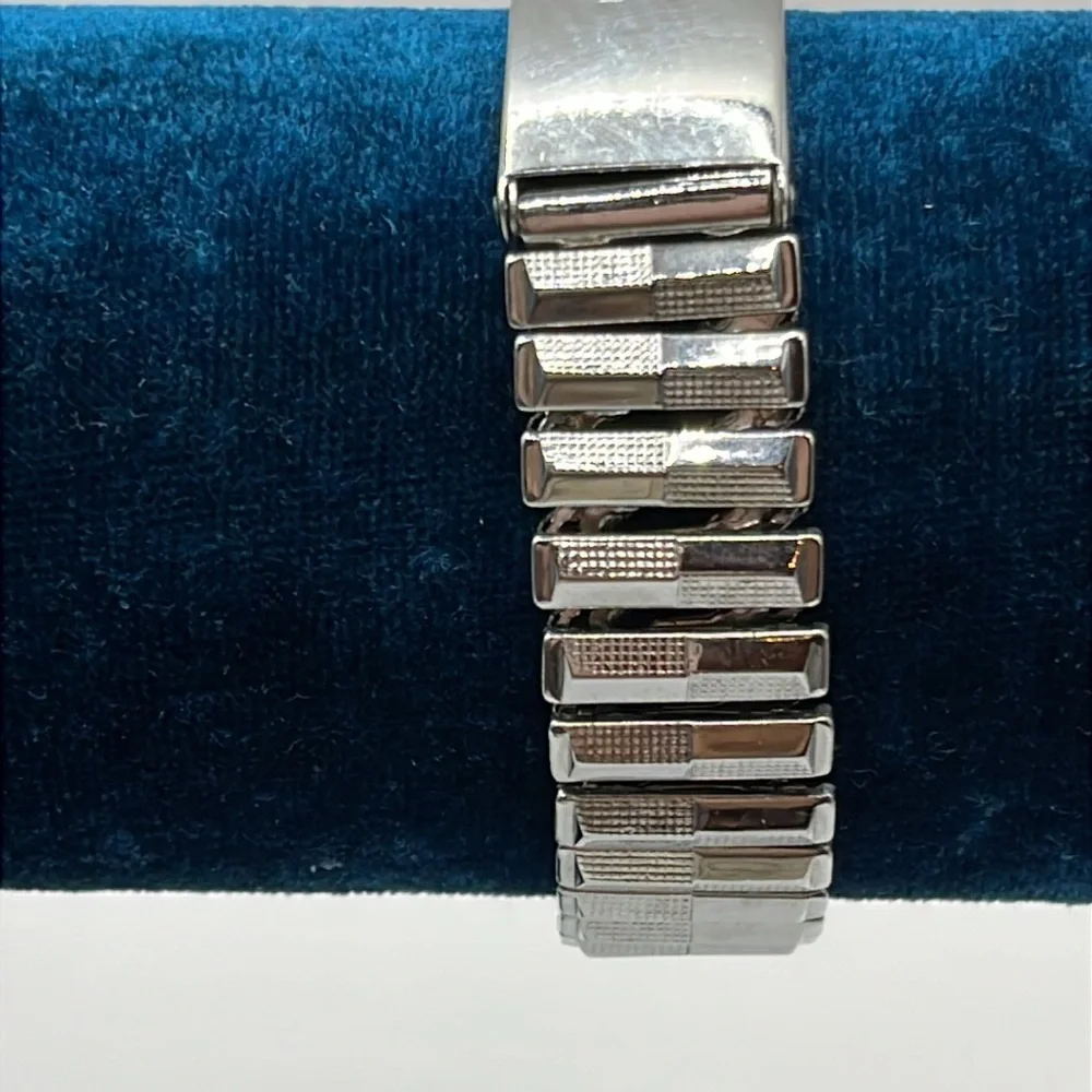 Vintage Silver Men's According Expandable Bracelet Monogram Joe  70s